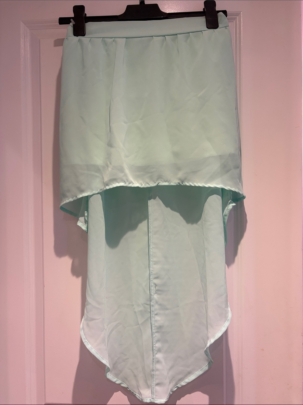 Light Mint High-Low Chiffon Skirt - Women FLAWED SEE PHOTOS